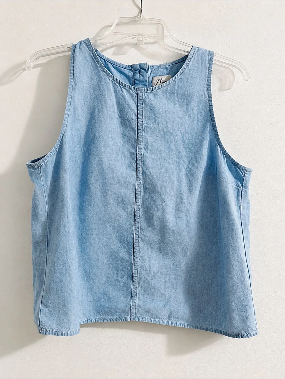 J.Crew Button-Back Chambray Tank Top Size M Light Blue Sleeveless